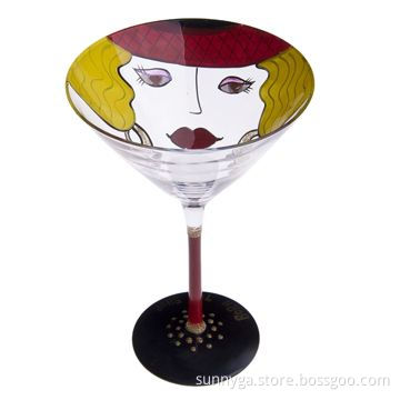 Martini Glass with Hand Painting, 80mm Bottom Diameter, 130mm Top Diameter and 370mL Capacity